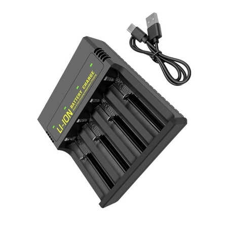 USB C Input 18650 Battery Charger for 18650/26650 21700/16340 14500/18500 Lithium Batteries Fast Charging Charging Dock