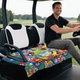thumbnail image 5 of XYZCANDO Colorful Frog Floral Golf Cart Seat Cover | 4 Pockets Non-Slip Washable Terry Cloth | Universal 2-Seat Golf Cart Accessory, 5 of 8