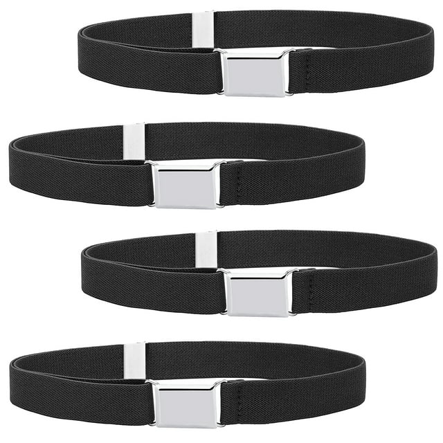 Buyless Fashion Kids Boys Toddler Adjustable Elastic Stretch Belt With Buckle - 4 Pack