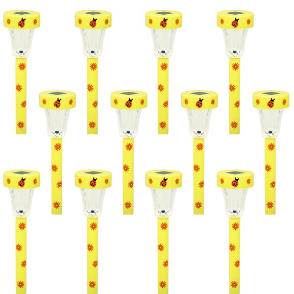 iGlow 12 Pack Outdoor Garden Green / Orange / Yellow Solar Landscape Lights Bright White LED Path Lamp Yard Driveway