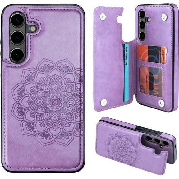 ZUKKASHAN for Samsung S24 Plus Case with Card Holder,Flower Magnetic Back Flip Case for Samsung Galaxy S24 Plus Wallet Case for Women,Protective Case Phone Case for Samsung Galaxy S24 Plus 5G