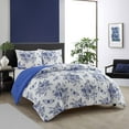 thumbnail image 4 of Heritage Club Kdis Beau Jardin 3 Piece Comforter Set, Full/Queen, Blue, Polyester, Floral, 4 of 5