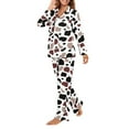 thumbnail image 2 of SCRAWLGOD Cow Print Women's Pjs Long Sleeve Button Pajamas for Women 2 Piece Lounge V-Neck Womens Pajama Set Fall Lightweight Woman Sleepwear Size XS, 2 of 7