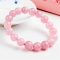 thumbnail image 2 of LiZiFang 12mm Pink Natural Rose Quartz Crystal Round Bead Stretch Bracelet, 2 of 3