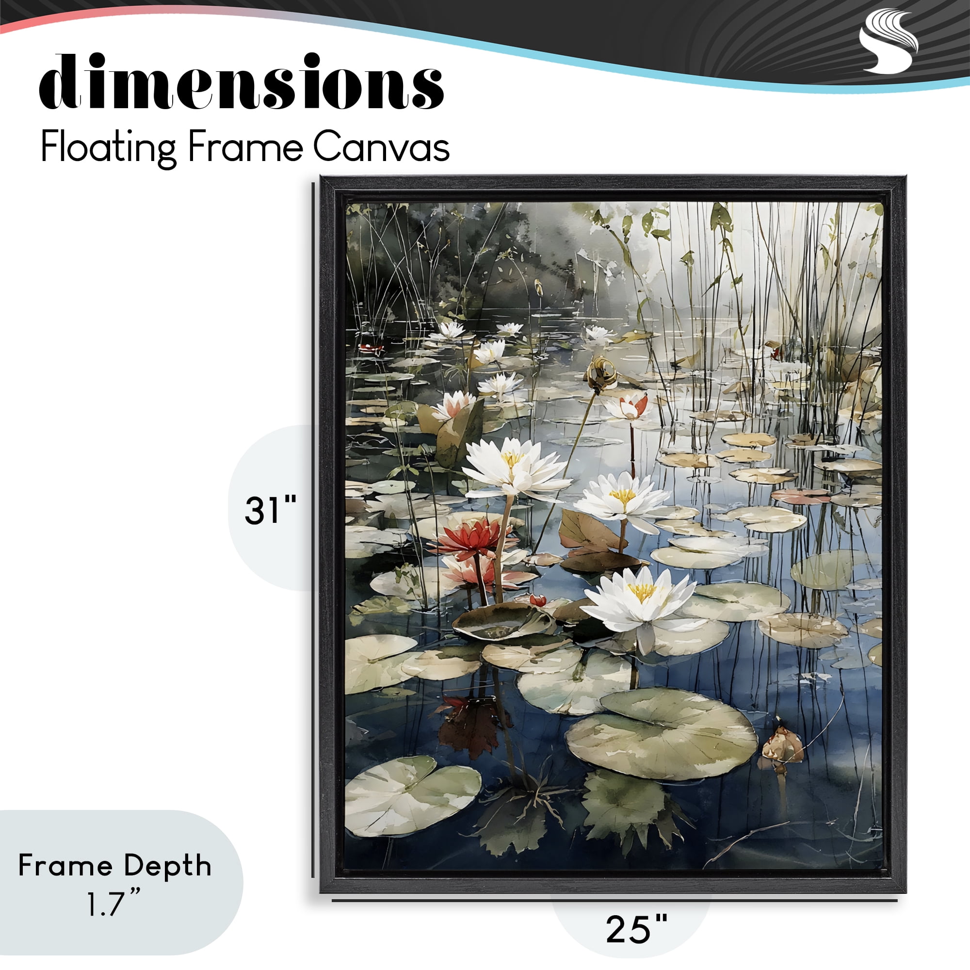 Stupell Industries Lily Wonder Pond Black Framed Floater Canvas Wall Art, design by Franklyn Gregory