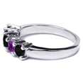 thumbnail image 4 of Gem Stone King 925 Sterling Silver Black Diamond and Purple Amethyst Wedding Band Ring for Women (0.96 Cttw, Round 3.5MM, Gemstone April Birthstone, Size 6), 4 of 4