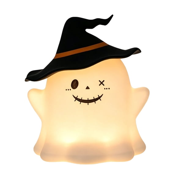 Cute Halloween Decoration Spooky Ghost Night Light, Witch‑Hat Accent Glowing Tabletop Ornament, Freestanding Soft‑light Lamp for Bedroom, Shelf, Mantel and Halloween Holiday Home Styling
