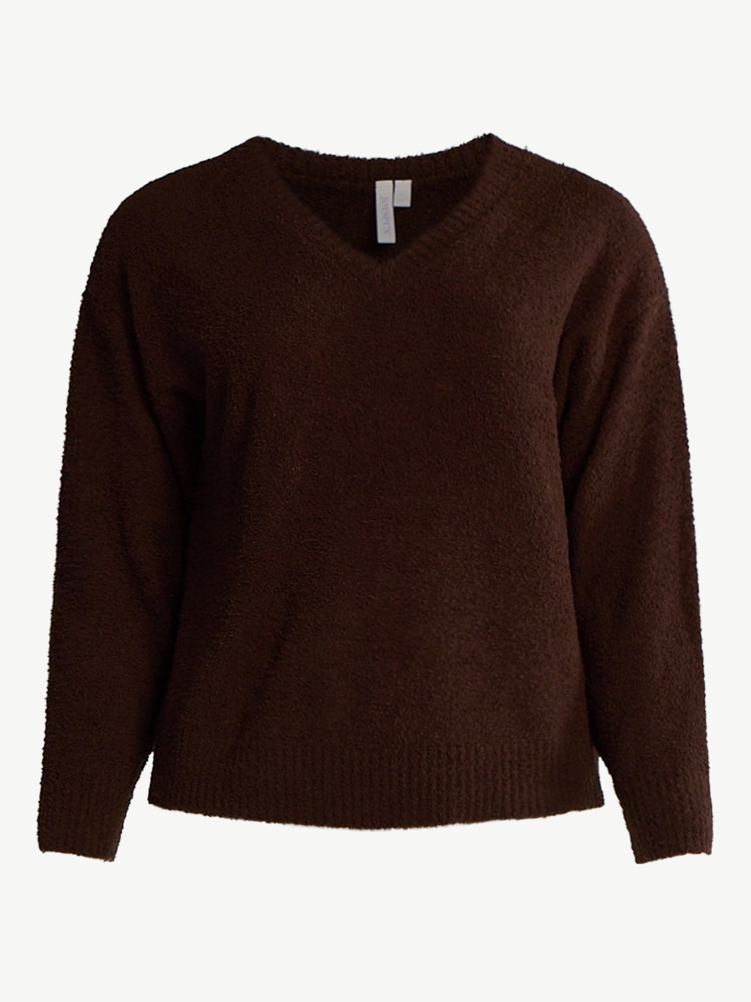 Joyspun Women's and Women's Plus Sleepwear Cozy Knit V-Neck Pullover Top, Sizes XS-3X