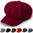 thumbnail image 3 of Wide Brim Sunscreen Beret Hat Skin-touch Retro Octagonal Painter Woolen Hat For Fall Winter, 3 of 5