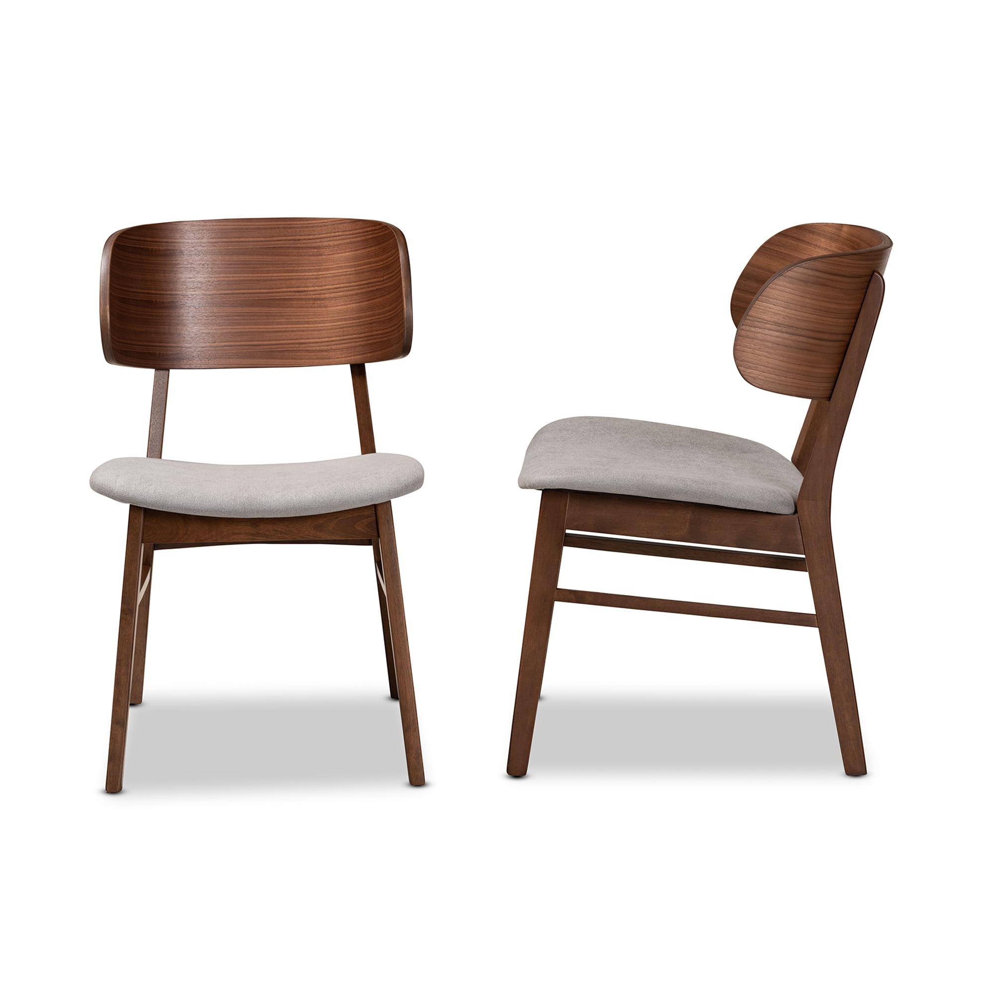 Baxton Studio Alston Dining Chair, Set of 2, Grey/Walnut Brown