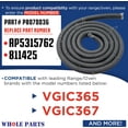 thumbnail image 3 of Whole Parts Range Oven Door Seal Gasket (Including 18 Mounting Clips) Part# PB070036 - Replacement and Compatible with Some Viking Ranges or Ovens, 3 of 6