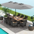 thumbnail image 4 of Costway 10 Pieces Patio Wicker Dining Set with Double-Sided Patio Umbrella 8 Armchairs Grey, 4 of 8