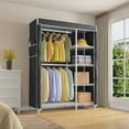 thumbnail image 4 of VIPEK V7C Heavy Duty Garment Rack with Cover, 670LB Capacity Portable Closet with Shelves, 5-Tier Metal Wardrobe Storage System, White Frame & Black Polyester Cover, 4 of 7