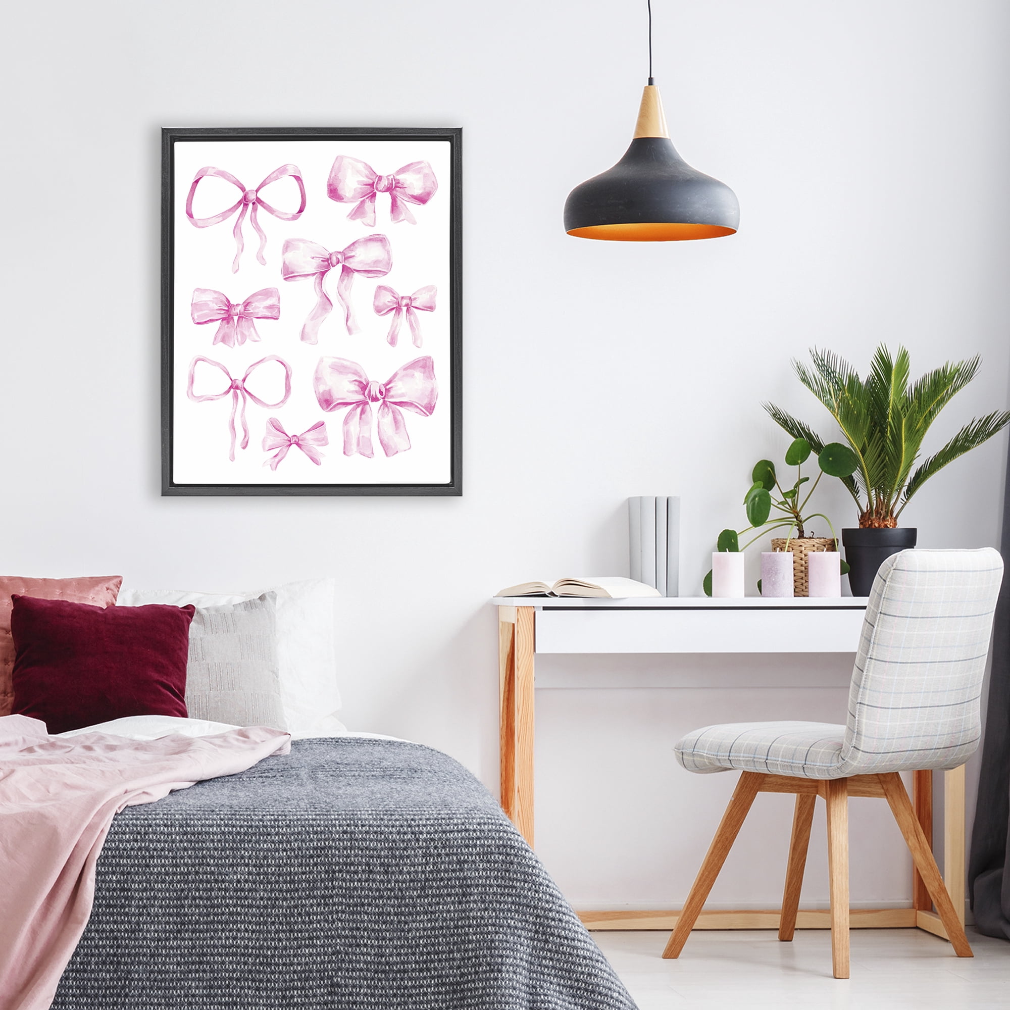 Stupell Industries Coquette Bow Collection Black Framed Floater Canvas Wall Art, design by Bethany Sandoval