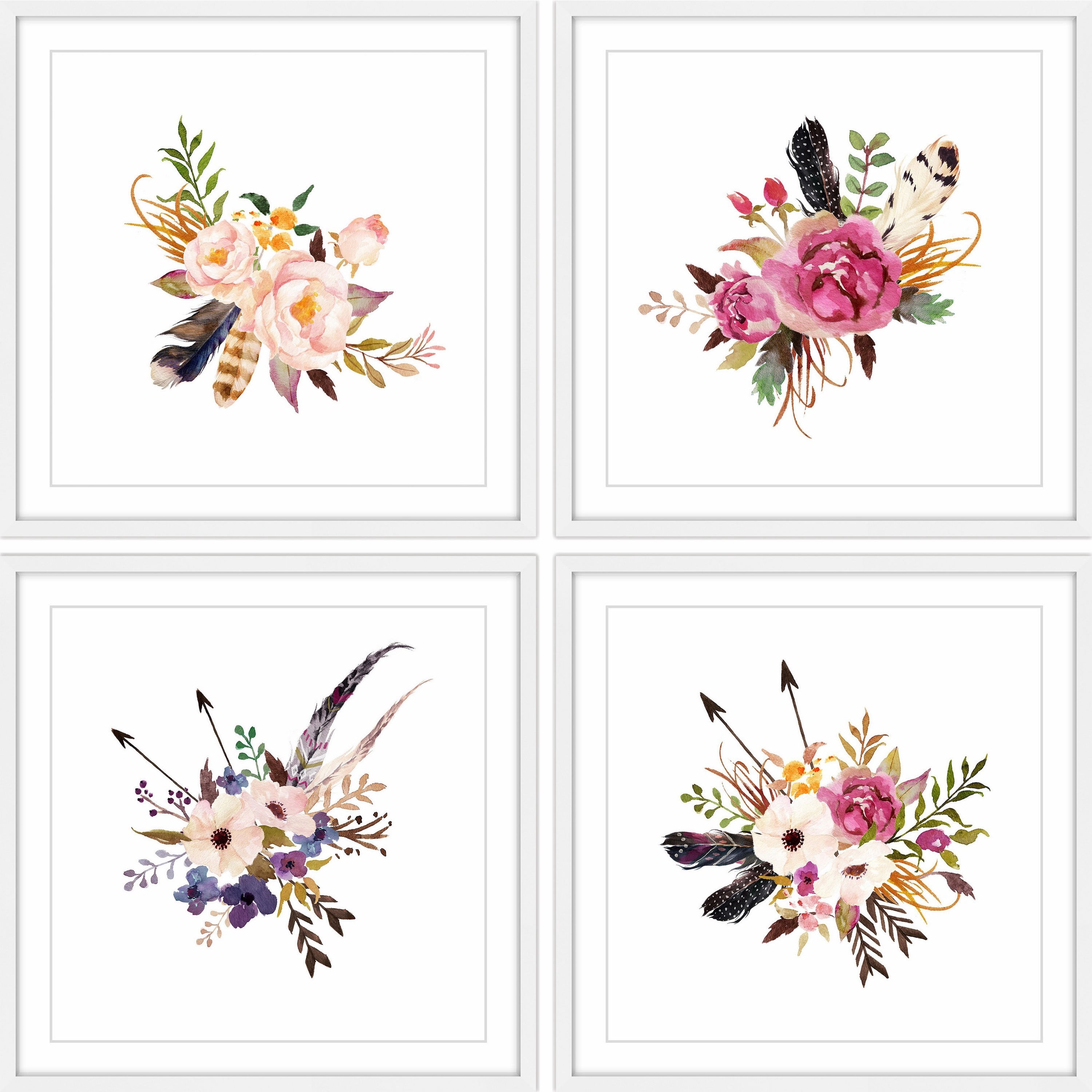 Floral Sprays Quadriptych