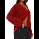 thumbnail image 1 of Suéter Tipo Cárdigan Corto con Lazo Frontal para Mujer, Cuello en V, Frente Abierto, Top de Punto Acanalado con Cable de Crochet Rojo S, 1 of 8
