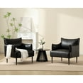 thumbnail image 4 of Dayalane Modern Accent Chair, Upholstered Faux Leather Single Sofa Chair for Living Room, Small Space Armchair with Metal Legs, Comfy Club Chair for Bedroom Reception Room, Black, 4 of 8