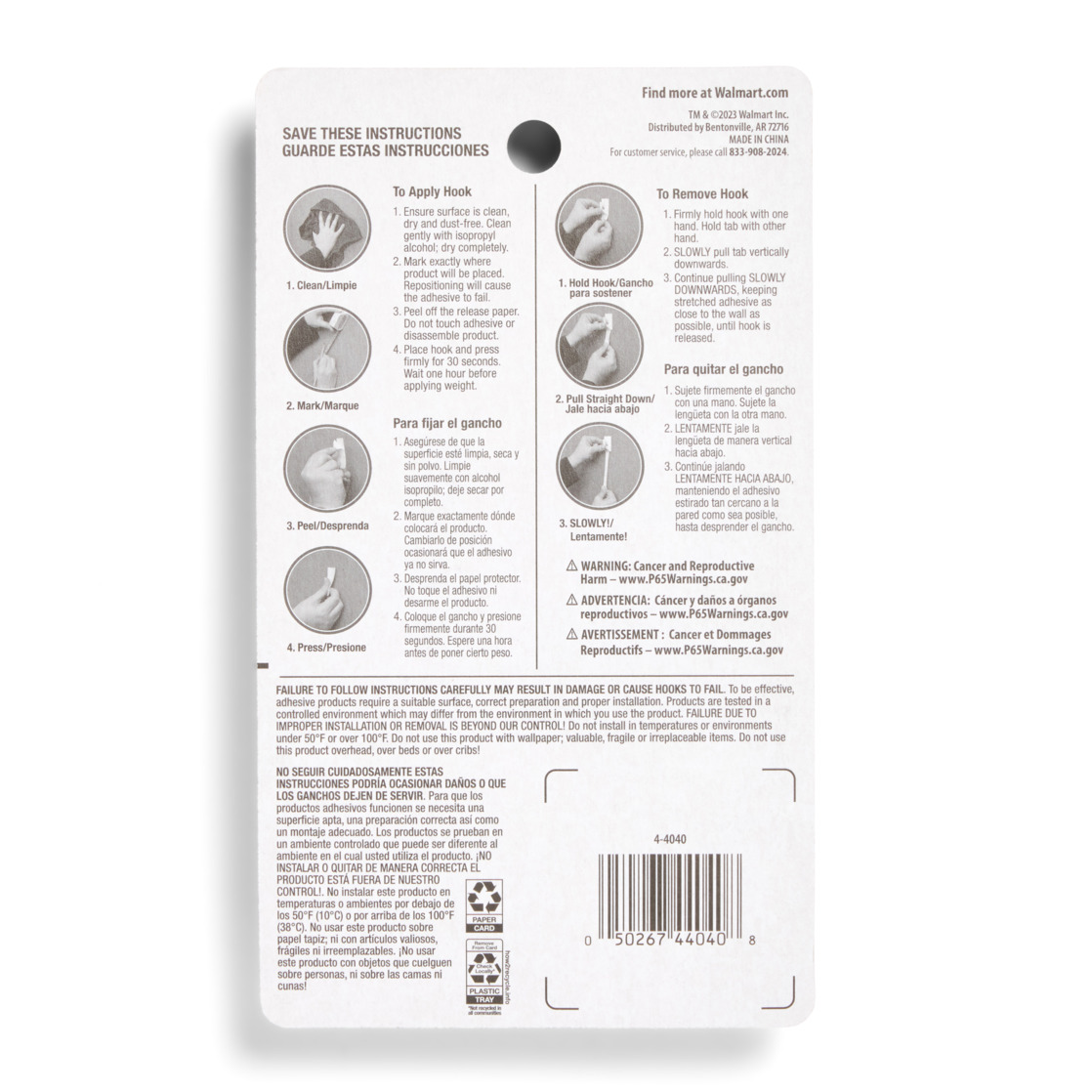 Hyper Tough Mini Removable Self-Adhesive Hooks, Square Plastic Hooks for Hanging Towels and Jackets, with 6 Adhesive Strips, 0.5 lbs Capacity, Clear, 6 Pc