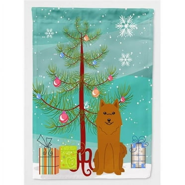 Carolines Treasures BB4147GF Merry Christmas Tree Karelian Bear Dog Flag Garden Size