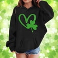 thumbnail image 2 of IWRICH St. Patrick's Day Hoodies for Girls Shamrock Heart Hooded Sweatshirts Gift Crewneck Casual Loose Fit Tops,Size 3-14 Years Black 140, 2 of 4