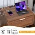 thumbnail image 6 of Wirrytor Modern Nightstand Set of 2 with USB charging, Wide Wood Bedside Table w/ Storage Drawers, Mid Century End Table for Bedroom, Living Room,Curved Profile Design,Walnut, 6 of 9