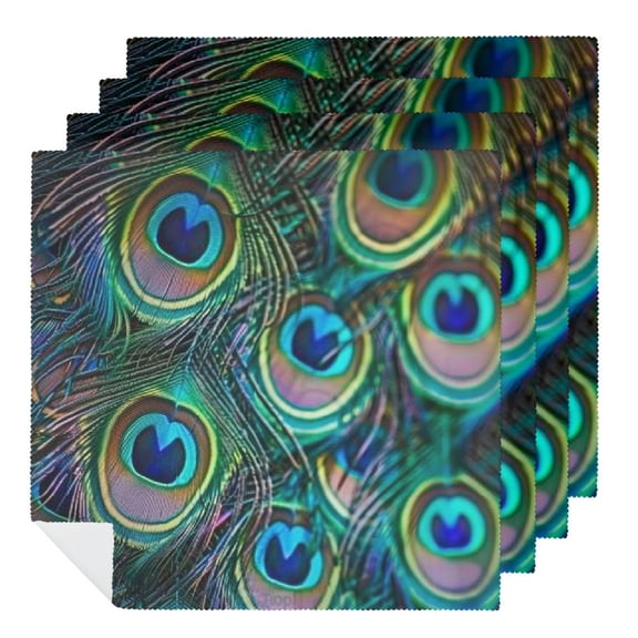 Heduofu Animal Peacock Feathers Cloth Napkins, Dinner Napkins Washable Reusable Polyester Table Napkins for Parties, Weddings and Dinners 2 PCS