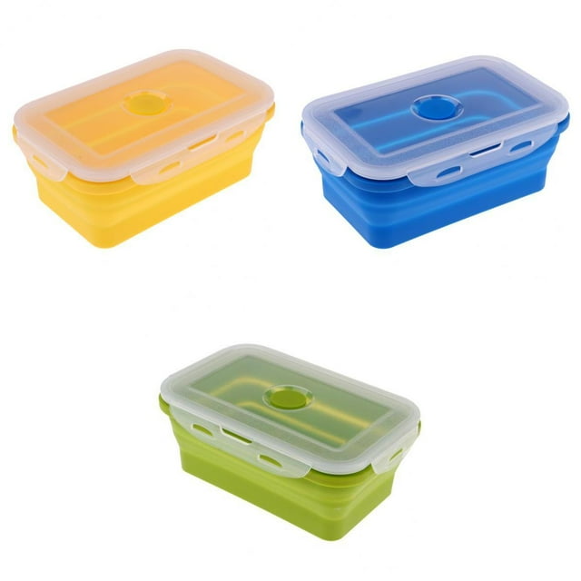 Almencla 3 Pcs Conteneur de Stockage Alimentaire Pliable, Boîte à Lunch Bento en Silicone 350ML
