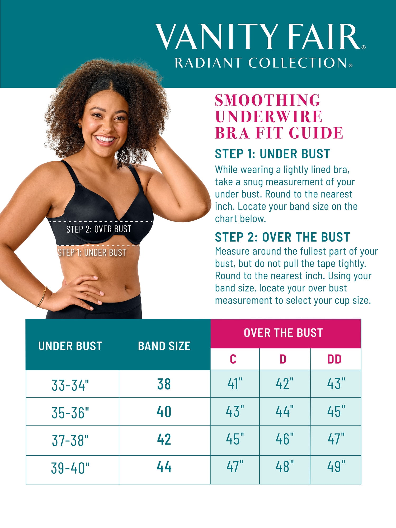 Women's Underwire Bra - Back and Side Smoothing, Full Coverage T-Shirt Bra, Style 3476326