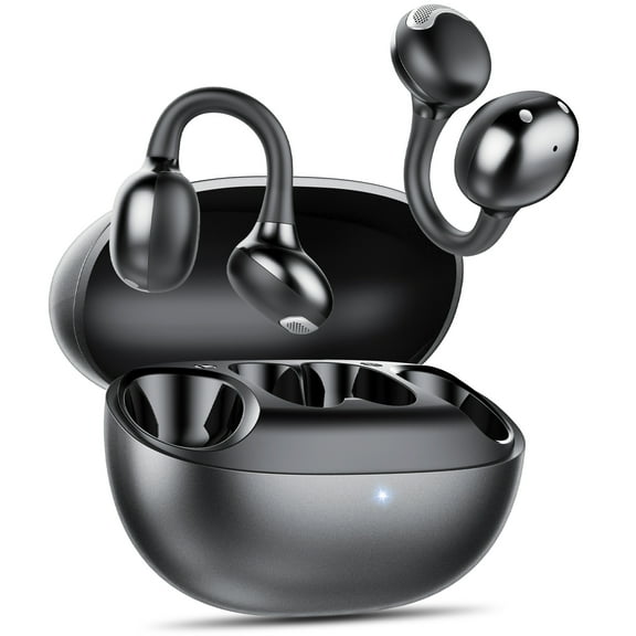 Open Ear Earbuds, Bluetooth Headphones 6.0, Lightweight Comfort Open Ear Clip Wireless Earbuds, 50H Playtime, ENC Clear Calls, Deep Bass, IPX7 Waterproof, Design Fit Running/Workout(Black)