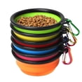 thumbnail image 4 of Collapsible Dog Bowl, 2 Pack Collapsible Dog Water Bowls for Cats Dogs, Portable Pet Feeding Watering Dish for Walking Parking Traveling with 2 Carabiners (Small, Orange+Yellow), 4 of 4