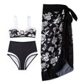 thumbnail image 1 of Gibobby Trajes de Baño Mujer Traje de baño de 2 piezas para mujer+1 pieza para cubrir Traje de baño con estampado vintage de piezas Bikini Monokini Traje(Negro,XL), 1 of 4