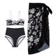 thumbnail image 1 of Gibobby Trajes de Baño Mujer Traje de baño de 2 piezas para mujer+1 pieza para cubrir Traje de baño con estampado vintage de piezas Bikini Monokini Traje(Negro,M), 1 of 4