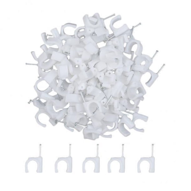 2-6 paquetes de 100 Uds. Clips de plástico para Cable eléctrico, clavos de acero con alto contenido de carbono, 4-25mm 2 piezas