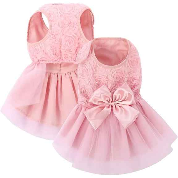 YUXNET Dog Dress Pet Wedding Dress Princess Lace Puppy Birthday Party Outfit Formal Apparel Girl for Small Medium Dogs Cats (Medium, Pink) Pink Medium