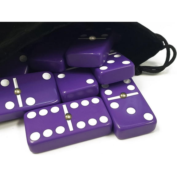 Marion & Co. Domino Double Six Purple Jumbo Tournament Domino with Spinners in Elegant Velvet Bag