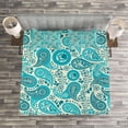 thumbnail image 3 of Ambesonne Antique Quilted Bedspread Set 3 Pcs, Paisley Blue Flowers, King Size, Aqua Teal, 3 of 3
