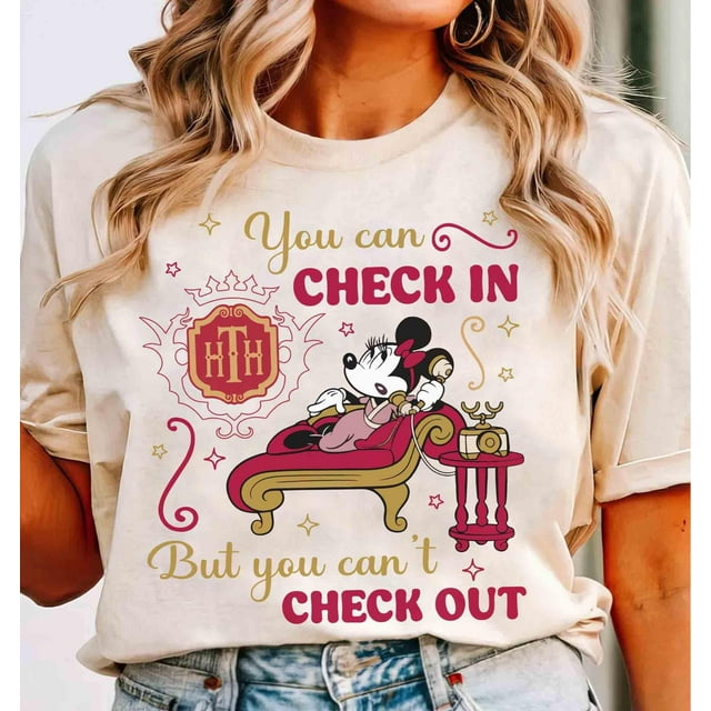 Minnie Mouse Can Check In Can't Check Out T-shirt, The Twilight Zone Tower Of Terror Tee, - As Picture - 3XL