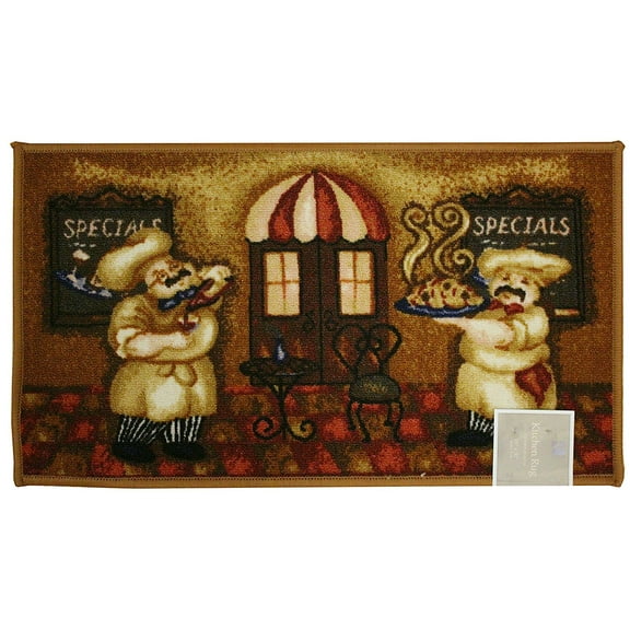 Kashi Home Kitchen Rug, Printed Area Rug, Durable Floor, Door Mat, Farmhouse Non-Slip Carpet Latex Backing Beautiful Design, Chef 18x30 Rectangle