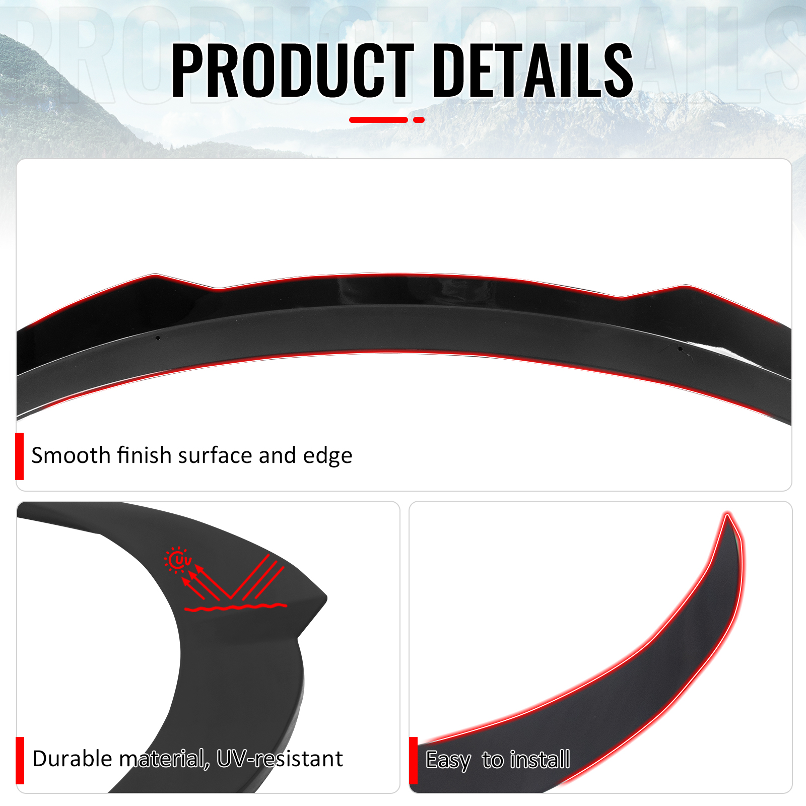 Ikon Motorsports Trunk Spoiler Compatible with 2025-2026 Tesla Model Y Juniper, IKON Style Gloss Black ABS Plastic Rear Trunk Lid Spoiler Wing Lip