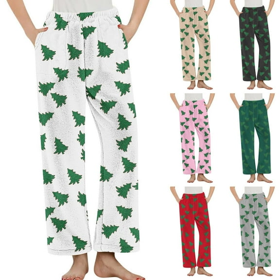 QLEICOM Pajama Pants Women,Winter Pants for Women,Womens Jogger Pajamas Pants Comfortable Long Lounge Bottom Drawstring Elastic Waist Sleep Pants with Pokects