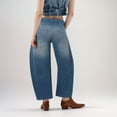 thumbnail image 4 of JIKNTTR Mid Rise Barrel Jeans For Women Wide Leg Mid Waist Cropped Denim Pants Baggy Boyfriend Jeans With Pockets Stylish Jeans Trousers, 4 of 9