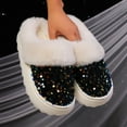 thumbnail image 5 of Shadoumai Sequins Slippers for Women Fuzzy Slipper Closed Toe Warm Shoes Fur Comfy Winter House Shoes Indoor Outdoor, 5 of 7