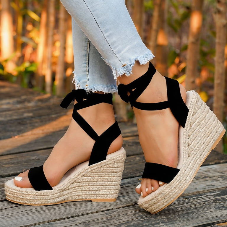 dress wedge sandals black Arch Wedge Sandal, Black