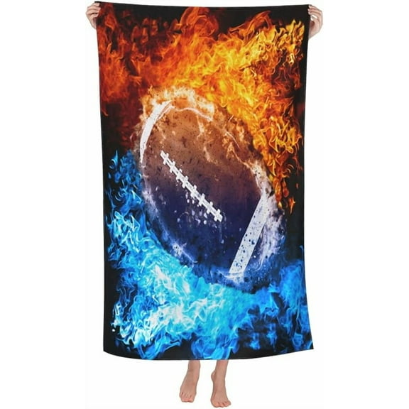 Red and Blue Football Beach Towel Sand Free Beach Towels Oversized Quick Dry Pool Swim Towels Football Travel Beach Blanket for Kids Adults Beach Vacation Essentials, 52x32IN