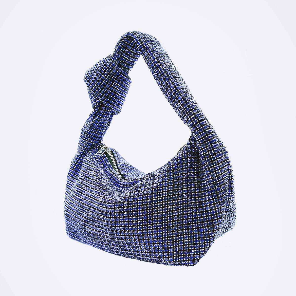NANAHuang Bling Full Glitter Knotted Handbag for Women Crystal Rhinestone Hobo Dumpling Bag Diamond Evening Clutch Crossbody Bag