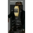 thumbnail image 3 of Rectangular men's stainless steel strap watch, gold - colored business quartz watch with date calendar and water resistance function, 3 of 11
