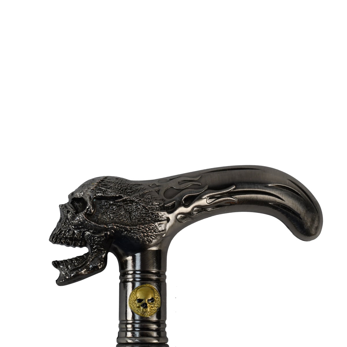 Biker Skull Flame Handle Metal Shaft Cane 2 Piece Travel Walking Stick -