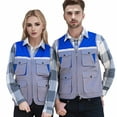 thumbnail image 1 of TOPTIE Reflective Working Vest with 4 Pockets Color Block Zipper Front High Visibility with Reflective Strips-Grey-S, 1 of 6