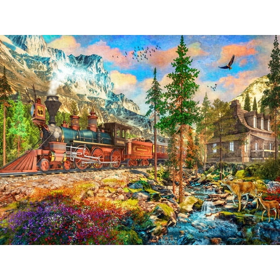 Vermont Christmas Company Mountain Train Jigsaw Puzzle 550 Piece