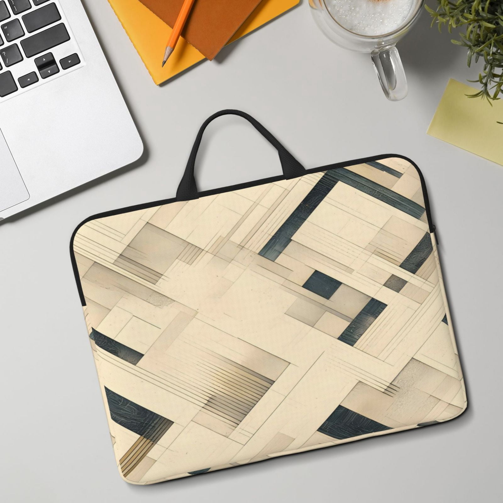 Laptop Sleeve Bag For Women Men 14inch Waterproof Durable Protective Computer Carrying Cover Handle Laptop Case Bag Darkorchid Geometric Lines Hand-Drawn Sketch_4
